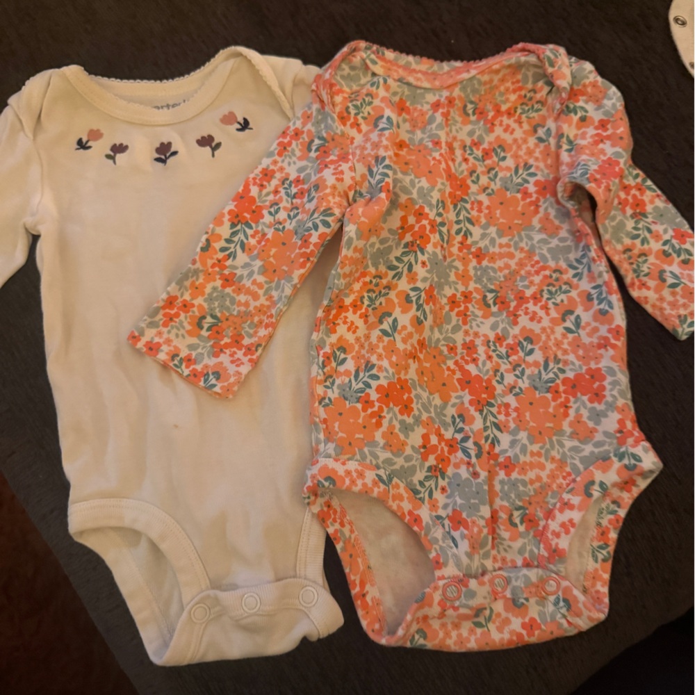 Carter's White Onesie with Floral Detail